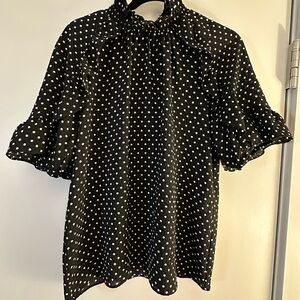 Sezane Black and White Polka Dot Blouse